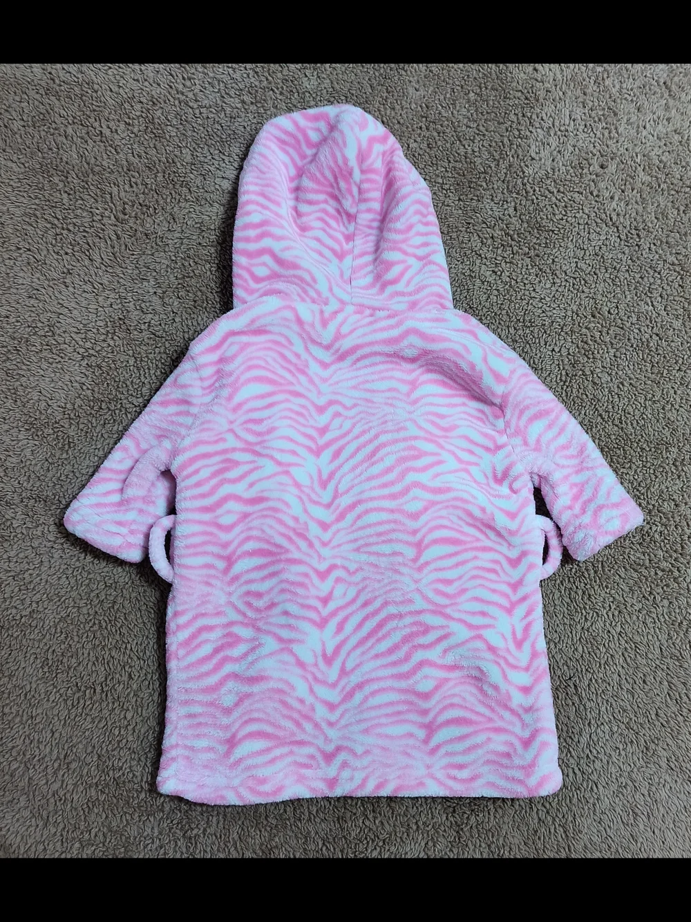 Plush Hooded Baby Robe in Pink Zebra Print